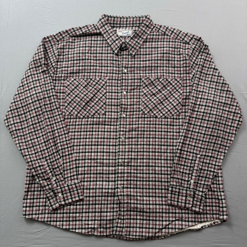 Haband‎ Casual Joe Mens Plaid Flannel Button Down Shirt Red Black White XL